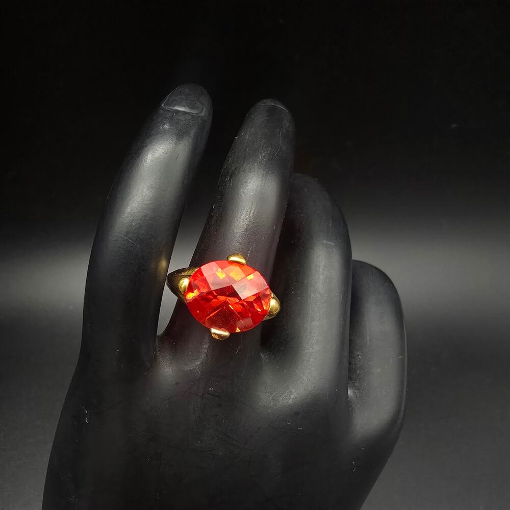 Sterling Silver Gold Vermeil Ruby Ring Size 6 925 UTD